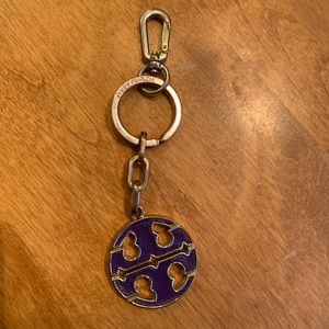 Tory Burch purple and gold keychain